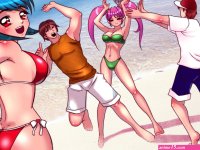 Curvaceous anime shemale bimbos get ass fucked by cute boys on the beach