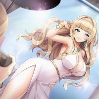 dress anime blue eyes camera blonde big boobs anime girls 2400x1427