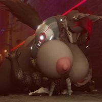 Cyberpunk Chick Breast Hyper Growth Animation