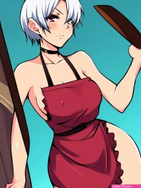 Porn image of public choker hentai asian 40 short hair white hair created by AI