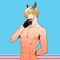 all male anthropomorphism axis powers hetalia blonde hair blue gloves green eyes horns luxembourg hetalia male navel nipples nude rebasashi third-party edit