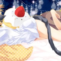 all male animal ears barefoot bed bell blonde hair blue eyes blush cake catboy collar food fruit kagamine len male naked shirt shirt short hair strawberry tail uutan vocaloid