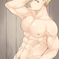 aper sexy vane granblue fantasy granblue fantasy highres paid reward available 10s 1boy abs blonde hair completely nude erection male focus muscular nipples nude pectorals penis solo