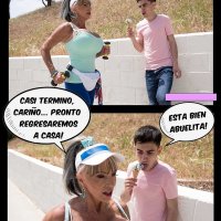 mi tetona abuelita me deja comerle las tetas comics porno