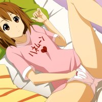 bed brown eyes brown hair fingering hirasawa yui k-on! masturbation panties short hair spread legs underwear
