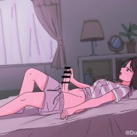 Cartoon Futanari Masturbating on Bed and Cuming a Lot