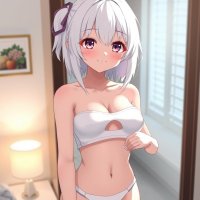 Lovely 18-Year-Old Anime Girl with White Hair and Dreamy Eyes