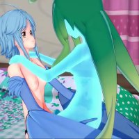 Papi rides Suus strap on dildo. Slime girl.