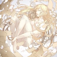 Anime Arte chica desnuda en papeles