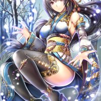 Wallpaper : illustration women anime girls thigh highs dark hair Japanese clothes comics mythology 1447x2047