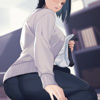 ass squatting dark hair short hair Kagematsuri anime anime girls artwork