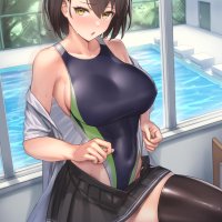 Wallpaper : gadis anime karakter asli payudara besar satu potong baju renang 1059x1500