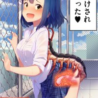 karisuwaya nanao yuriko idolmaster idolmaster million live! highres translated 1girl :d against fence antennae bestiality blue hair blue skirt blue sky blush braid breast pocket breasts bug censored centipede chain-link fence clothes