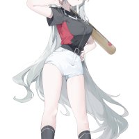 meunhongcha blue archive hanuma makoto baseball halo horns pointy ears uniform