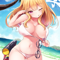 Wallpaper : Shiki Senran Kagura Senran Kagura anime girls bikini cleavage tongue out blonde beach nip slip 1417x2000