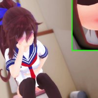 Anime girl squirts enema in toilet
