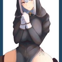 original characters solo thighs nuns anime anime girls artwork digital art fan art nun outfit
