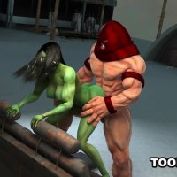 3D Juggernaut fucks the super sexy She-Hulk