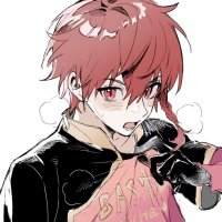 shizuka000217 kurona ranze blue lock 1boy black gloves braid collared shirt gloves hand up long sleeves looking at viewer male focus red eyes red hair red shirt sharp teeth shirt short hair
