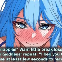 Aqua zet je om een ware Goddess hentai joi te aanbidden femdom vernedering degradatie ademspel