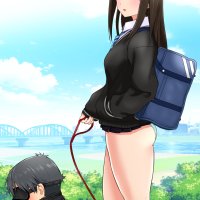 producer idolmaster producer idolmaster cinderella girls anime shibuya rin idolmaster artist request highres 1boy 1girl all fours ball gag bdsm black hair blazer blindfold blush brown hair clothed female nude male cloud