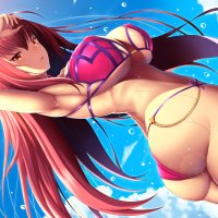 big boobs huge breasts ass long hair redhead orange eyes Zukky anime anime girls Scathach bikini FateGrand Order Fate series