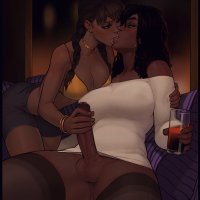 Ebony futa handjob by InCase