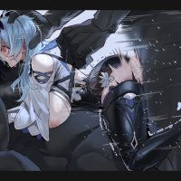 ass blue hair blush boots breasts eula lawrence genshin impact mimyo sex tears thighhighs torn clothes