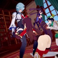 Futa orgy Eula Amber Mona and Venti Genshin Impact