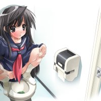 kim kim h mima chi original bad id bad pixiv id 1girl black eyes black hair blush censored collarbone convenient censoring female focus long hair no panties parted lips pee peeing school