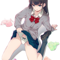 40hara original characters kneeling lifting skirt Iya na Kao Sare Nagara Opantsu Misete Moraitai anime girls artwork school uniform panties