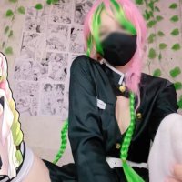 anime girl cosplay mitsuri kanroji masturbates creamy pussy to amazing orgasms