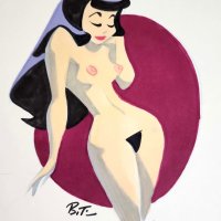 Bruce Timm Nude Woman in Morgan Fishers Sold Comic Art Gallery Room
