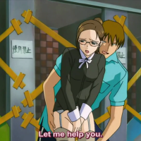 Anime girl tries peeing standing gets interrupted