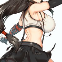 Tifa Lockhart big boobs huge breasts dark hair ass sideboob Kojima Saya Final Fantasy VII anime girls anime fan art video games Final Fantasy brown eyes miniskirt