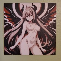 Anime Waifu Demon Hentai Square NSFW Wall Art 3D 10x10in STL File for 3D printingCults