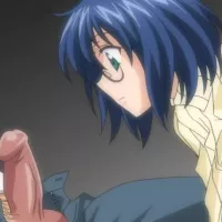 Lovely chick with blue hair and nerdy glasses fucks passionately