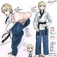 furioussmile original highres 1girl barefoot dougi kicking taekwondo