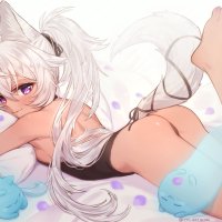 ass small ass white hair anime anime girls animal ears blushing