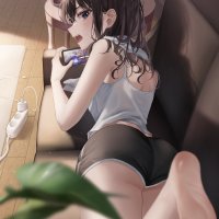 ass feet foot sole lying on front anime anime girls short shorts phone