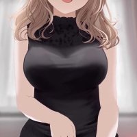 Anime Sexy girl in black dress riding dick and getting covered in cum