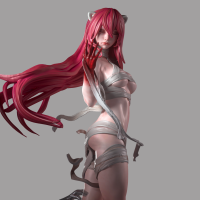 Erotic anime figure with horns 3D File for 3D printingCults