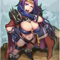 SFW uncensored ecchi oppai hentai sexy art of big tits Slayers busty anime babe Naga the Serpent cartoon porn illustration.