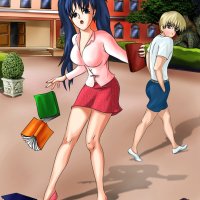 Adorable anime shemale has steamy sex with random boy in the school yard