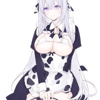 Miyuki original characters big boobs portrait display anime anime girls silver hair maid outfit