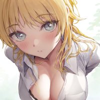cleavage blonde blue eyes big boobs Ameyame anime anime girls portrait display blushing Hachimiya Meguru THE iDOLMSTER artwork