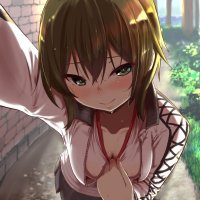 wallpaper cleavage short hair brunette anime anime girls Kantai Collection Hayasui KanColle open shirt wet