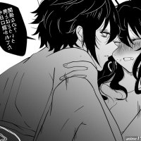 myoujin araya yonagi kei act-age highres 1boy 1girl ahoge black hair blush breasts closed eyes long hair lying missionary monochrome open mouth pb1 p0n sex speech bubble spread legs thighs under covers -