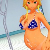 gyaru in the pool filled with cum