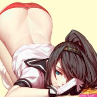 Wallpaper : Akizuki KanColle Kantai Collection anime girls ass ponytail bottom up blue eyes 1322x1200